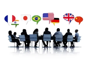 gruppe Diplomaten im Gespräch